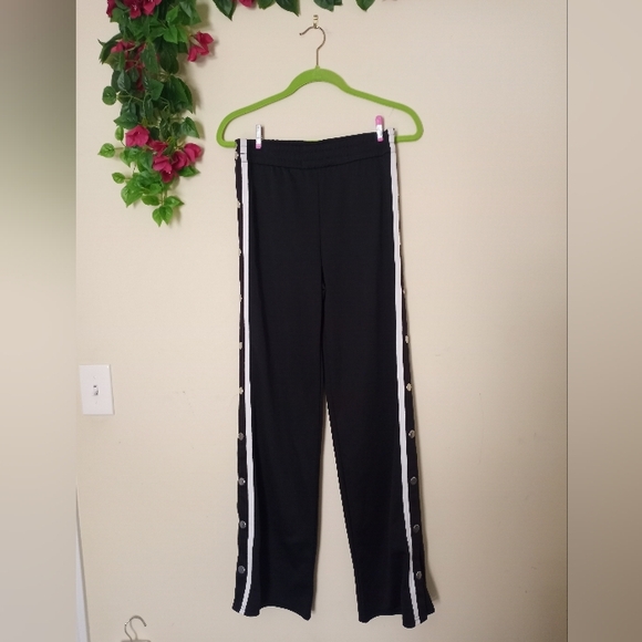 Other - Snappable Black Track Pants with White Stripes Sz M
